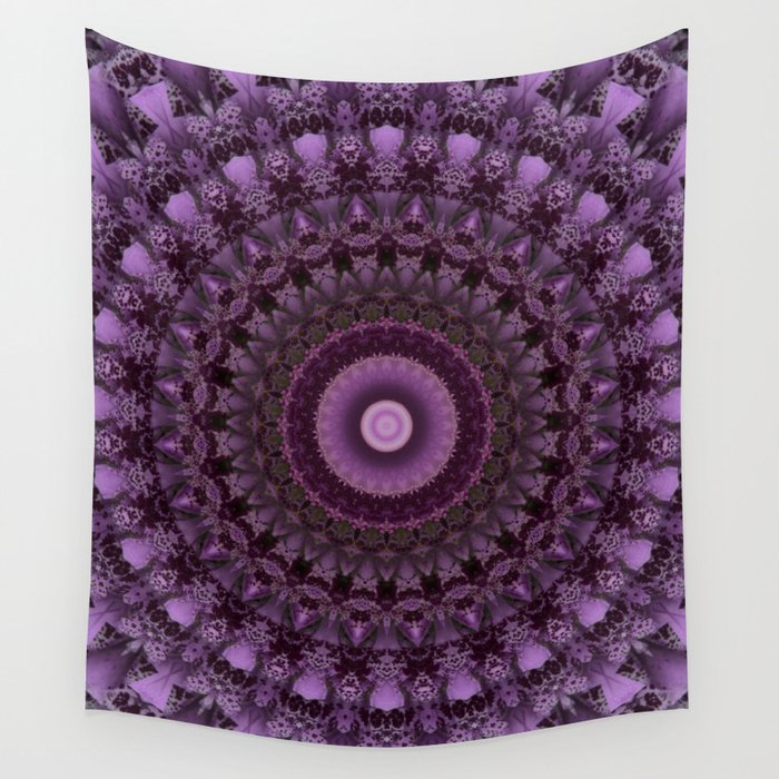 Ornamented mandala in pink and purple tones Wall Tapestry