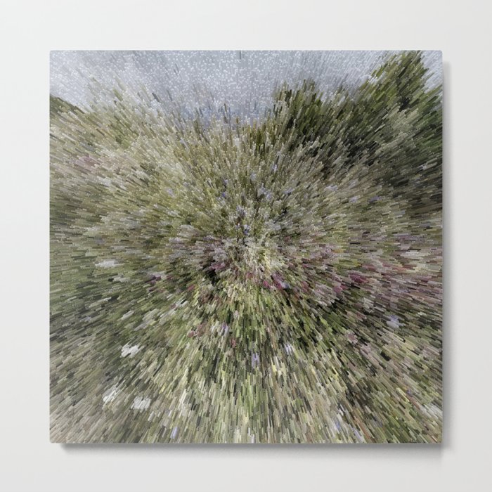 Abstract vintage summer prairie landscape 3d pixel art exctrusion Metal Print
