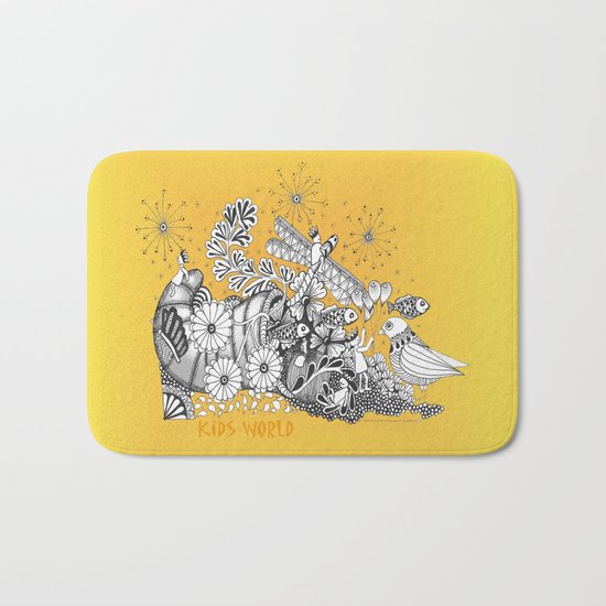 Kids World of Sunshine a Zentangle Illustration Bath Mat