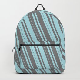 [ Thumbnail: Powder Blue and Gray Colored Lines Pattern Backpack ]
