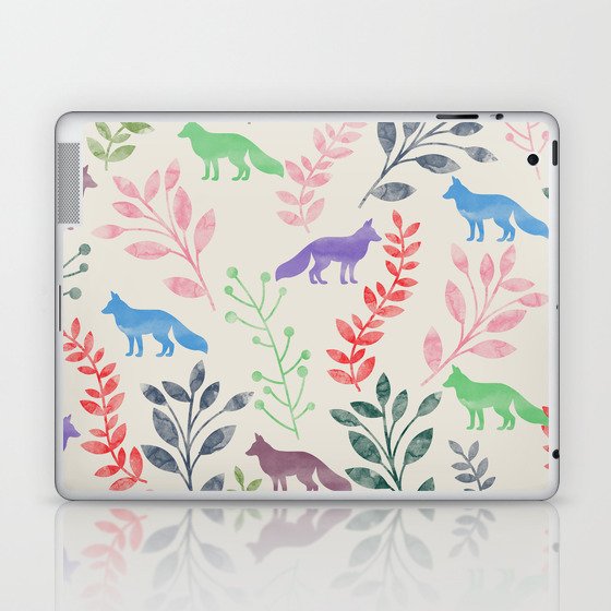 Watercolor Floral & Fox III Laptop & iPad Skin