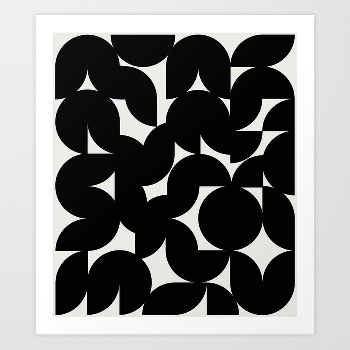 Abstract Geometric Shapes - Black & White Art Print by midcenturymodern ...
