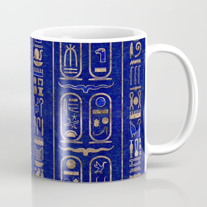 Egyptian hieroglyphs pattern Gold Lapis Lazuli Coffee Mug