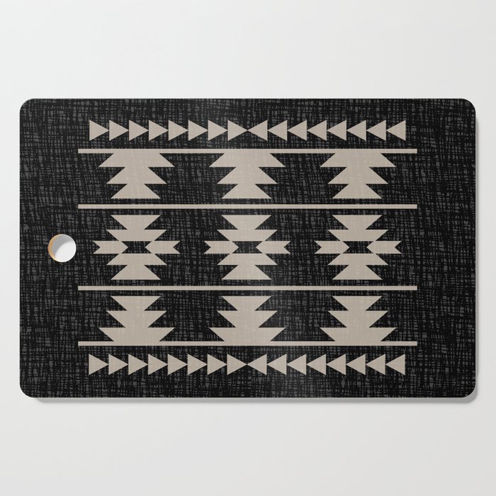 Southwestern Pattern 129 Black and Linen Cutting Board