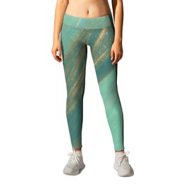 Abstract gold glitter teal mint watercolor brushstrokes Leggings | Abstract, Pinkwater, Glitter, Watercolor, Brushstrokes, Abstractwatercolor, Mintgreen, Watercolorpintng, Paintings, Modernart 