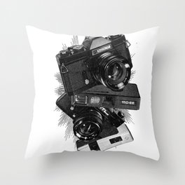 Vintage Camera Stack Throw Pillow