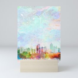 Atlanta Skyline Map Watercolor, Print by Zouzounio Art Mini Art Print