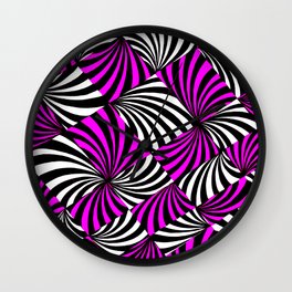 Parabolic Fans Wall Clock | Opticalillusion, Psychadelic, Drawing, Colorvibration, Pattern, Pink, Illustration, Popart, Blackandwhite 