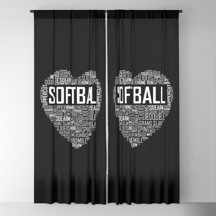 Softball Heart Love Blackout Curtain