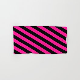 [ Thumbnail: Black and Deep Pink Colored Lines/Stripes Pattern Hand & Bath Towel ]