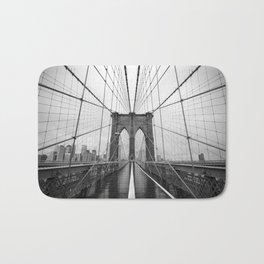 Black and White of Brooklyn Bridge Bath Mat | Manhattan, Architecture, Bridgesinnewyork, Brooklyn, Newyorkbridge, Ilovenewyork, Cablebridge, Newyorkcity, Blackandwhite, Suspensionbridge 