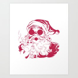 Smoking Santa, Minimalist Holiday Art Print