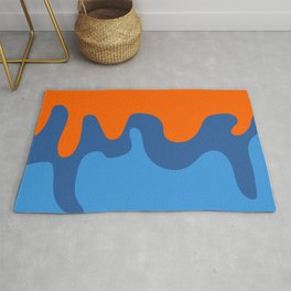 Viscous - Blue Orange Colourful Abstract Art Pattern Design Area & Throw Rug