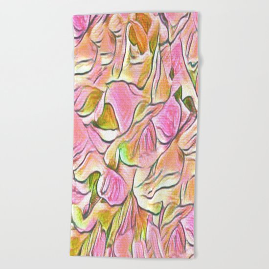 Flowing Soft Petal Abstract - Pink Beach Towel