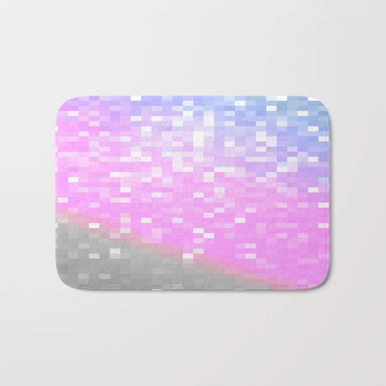 Pink Lavender Gray Pixels Bath Mat