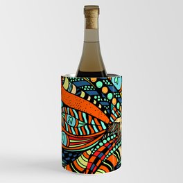 Abstract Trippy Botanical Leaves Print Wine Chiller