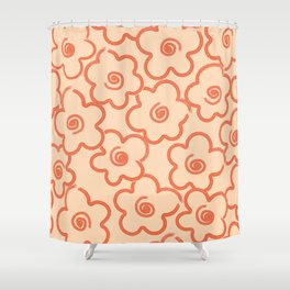 Flower Doodles in Orange & Peach Fuzz Shower Curtain