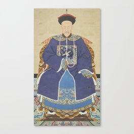 An Ancestor Portrait of an Official - Chinese, 19th century - Scroll painting - Mandarin Court Canvas Print