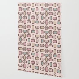 Midcentury MCM Rounded Rectangles Pink Pastel Wallpaper