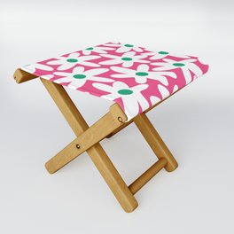 Daisy Time Colorful Retro Floral Pattern Preppy Pink Green White Folding Stool