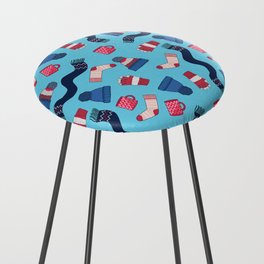Winter Clothes Retro Repeating Pattern  Counter Stool