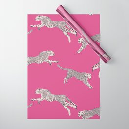 Leaping Cheetahs  Magenta Wrapping Paper