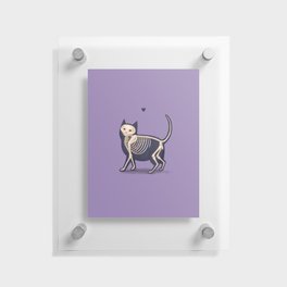 Skeleton Cat Purple Background Floating Acrylic Print