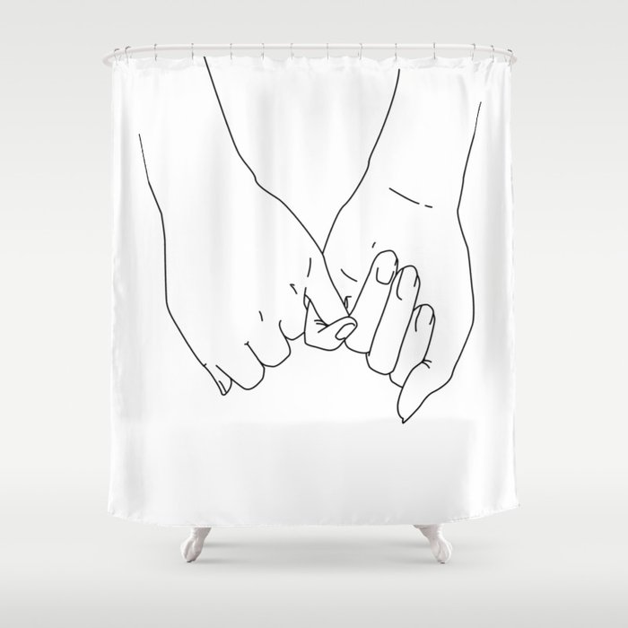 Pinky Promise I Love You Forever Line Art Minimal Shower Curtain