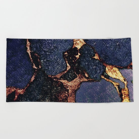 INDIGO & GOLD GEMSTONE Beach Towel
