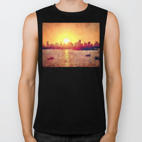Sunset Over Miami Florida Biker Tank