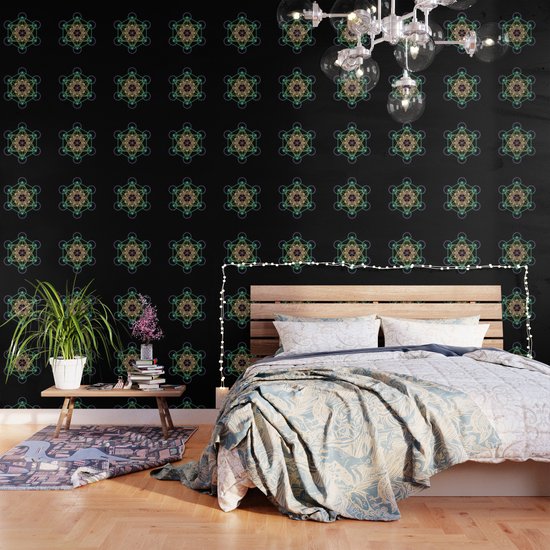 Metatron S Cube Rainbow On Black Wallpaper By Thepastelwitch