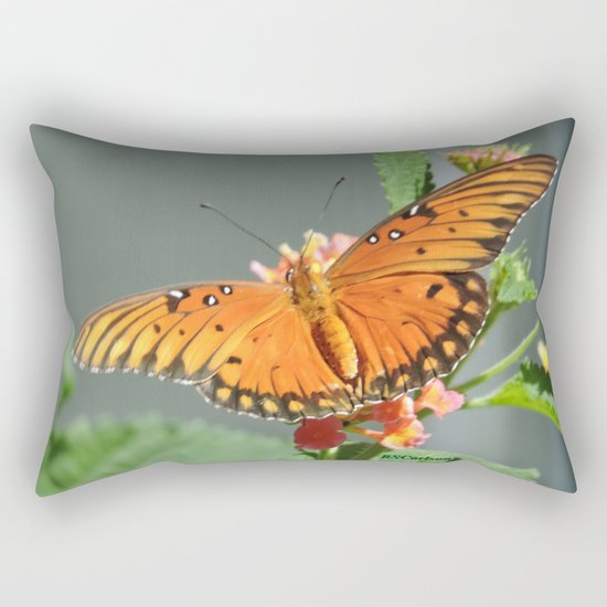 Gulf Fritillary on Lantana Rectangular Pillow
