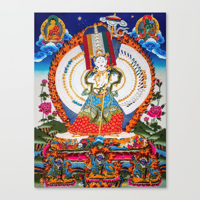 White Canopy Buddha Sitatapatra Buddhist Thangka Canvas Print