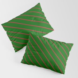 [ Thumbnail: Crimson and Dark Green Colored Lines/Stripes Pattern Pillow Sham ]