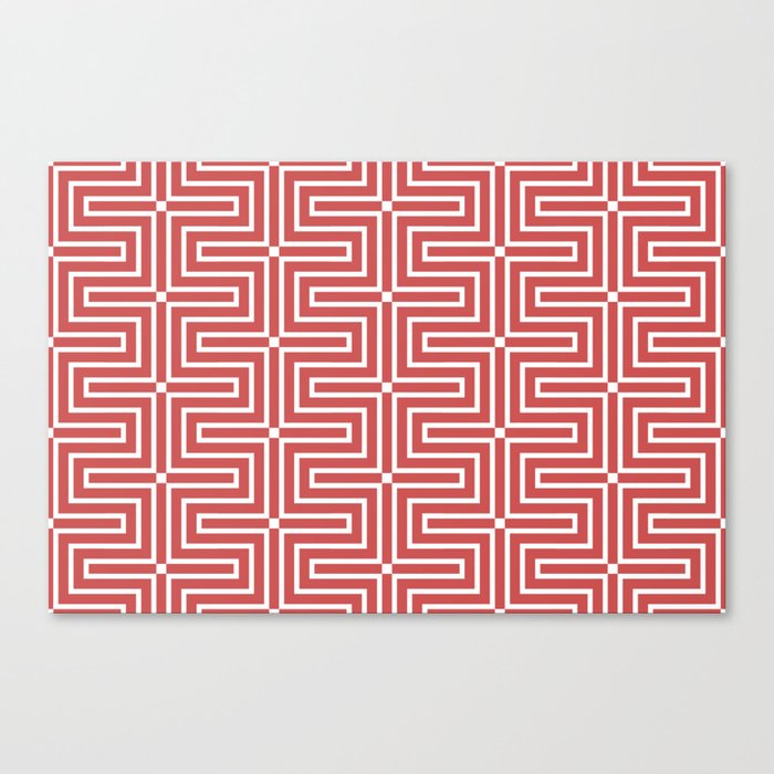 Dark Pink and White Tessellation Line Pattern 3 Pairs DE 2022 Trending Color Deep Hibiscus DE5083 Canvas Print