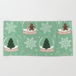 Christmas Snow Globe Pattern: Mint Beach Towel