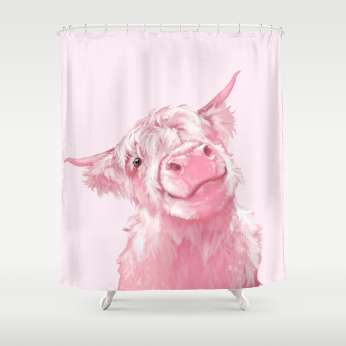 Highland Cow Pink Shower Curtain