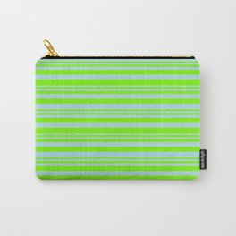[ Thumbnail: Green and Powder Blue Colored Lines Pattern Carry-All Pouch ]