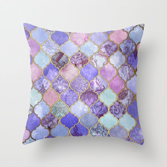 Royal Purple, Mauve & Indigo Decorative Moroccan Tile Pattern Throw Pillow by Micklyn Society6