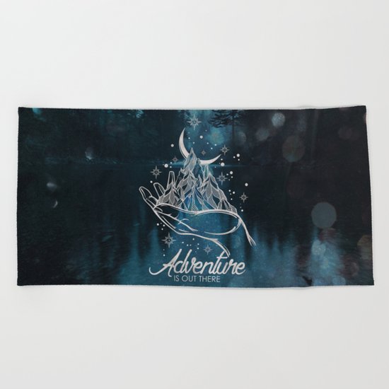 Adventure Is Out There Forest Lake Reflection Beach Towel