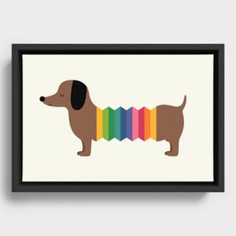 Rainbow Dooooog Framed Canvas