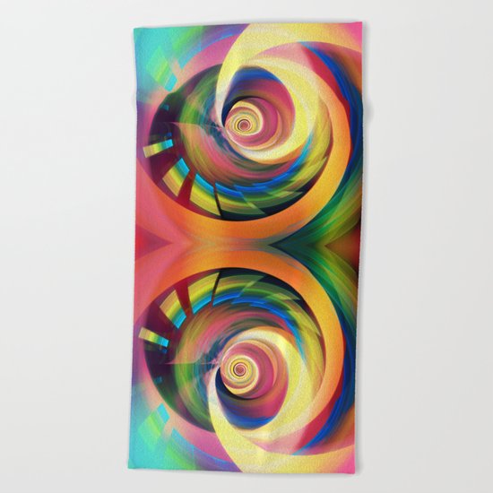Spinning rainbow Beach Towel