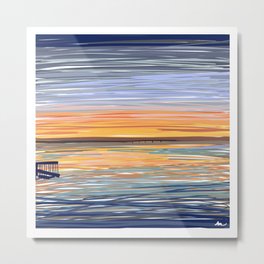 96th Street Bridge Metal Print | Sunrise, Horizon, Nature, Coast, Coastal, Contemporary, Series, Painting, Digital, Earth 