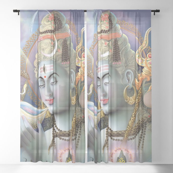 Hinduism Print - Lord Shiva Drinking Halahala Sheer Curtain