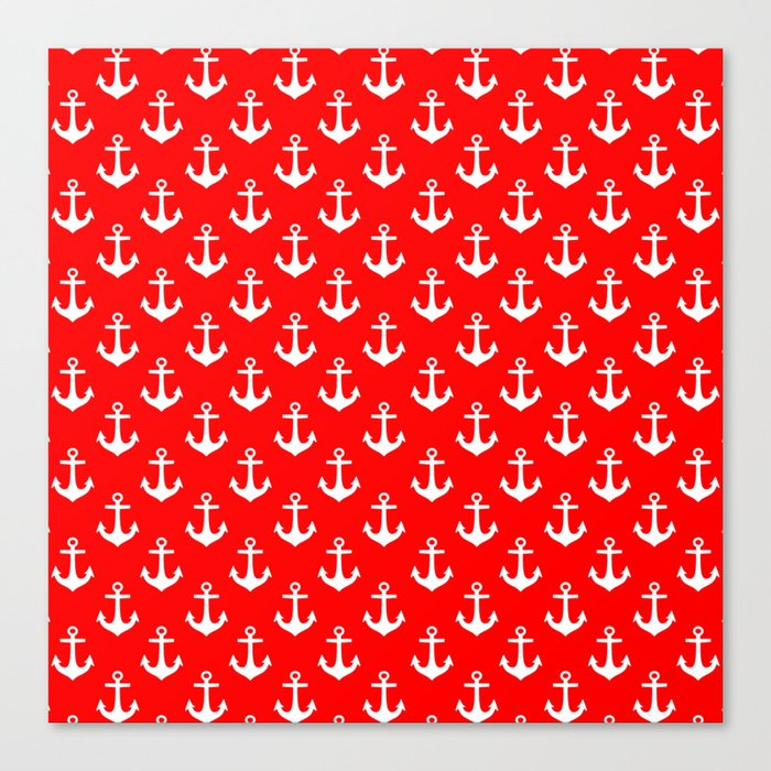 Anchors (White & Red Pattern) Canvas Print