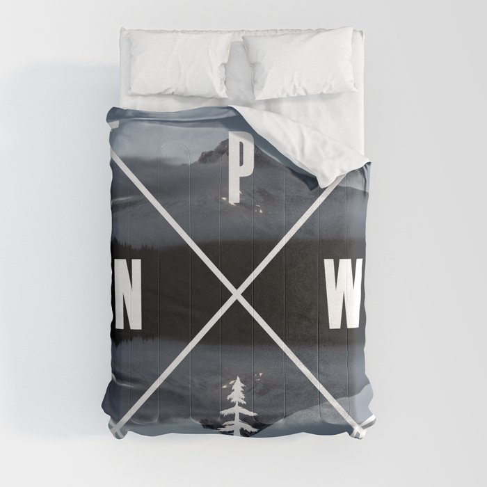 PNW Pacific Northwest Compass - Mt Hood Adventure Comforter