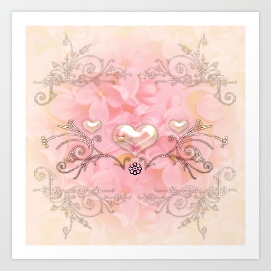 Wonderful hearts with flowers Art Print
