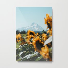 Mt. Hood Sunflower Field Metal Print | Nature, Summer, Oregon, Fall, Northwest, Peace, Sunflower, Wild, Pnw, Mountain 