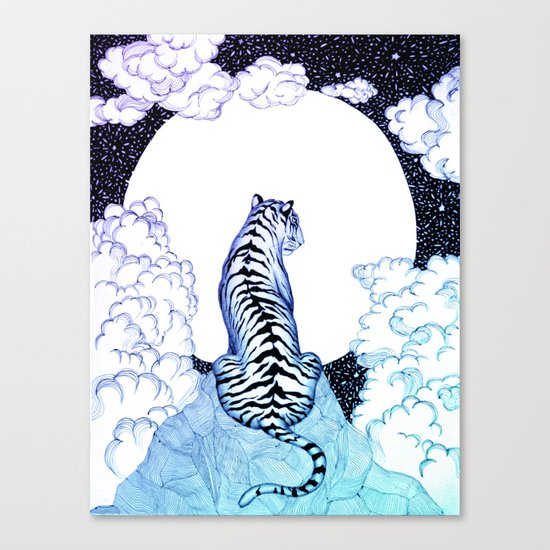 Ombre Tiger Moon Canvas Print