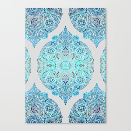 Through Ocean & Sky - turquoise & blue Moroccan pattern Canvas Print